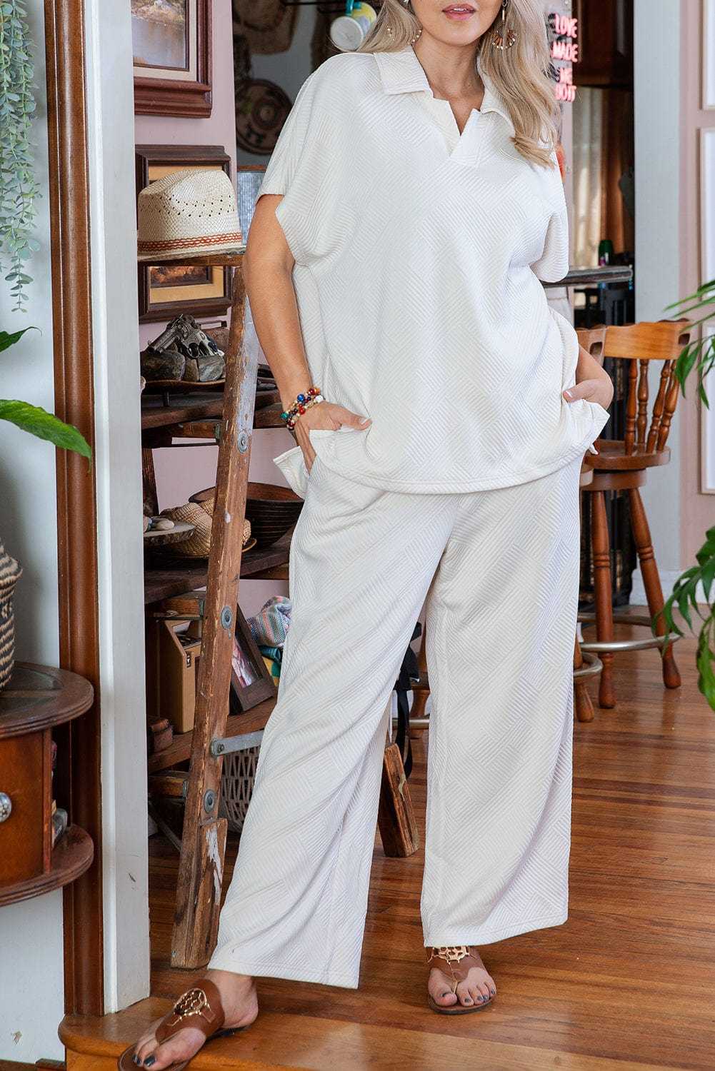Plus Size Loungewear Soft Hue Two-Piece Lounge Set