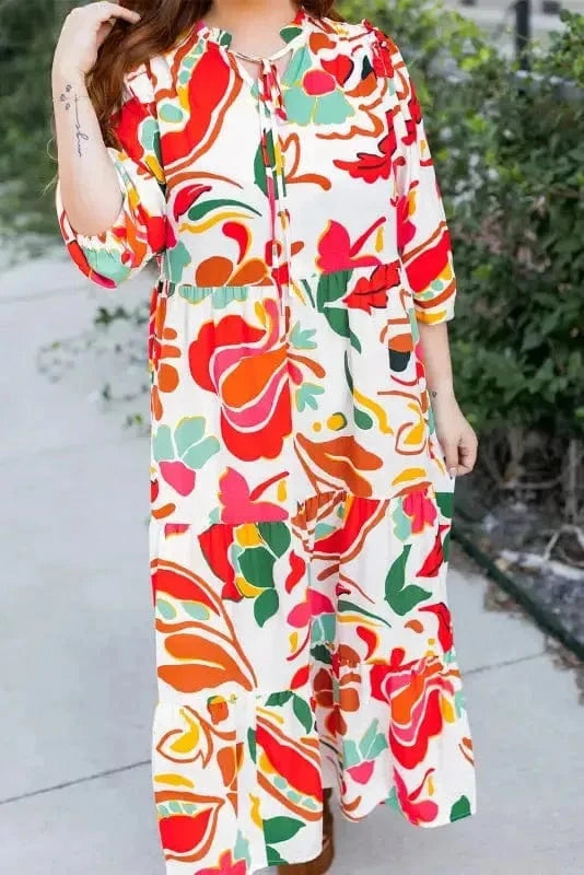 Plus Size Maxi Dresses Orange Floral Plus Size Dress