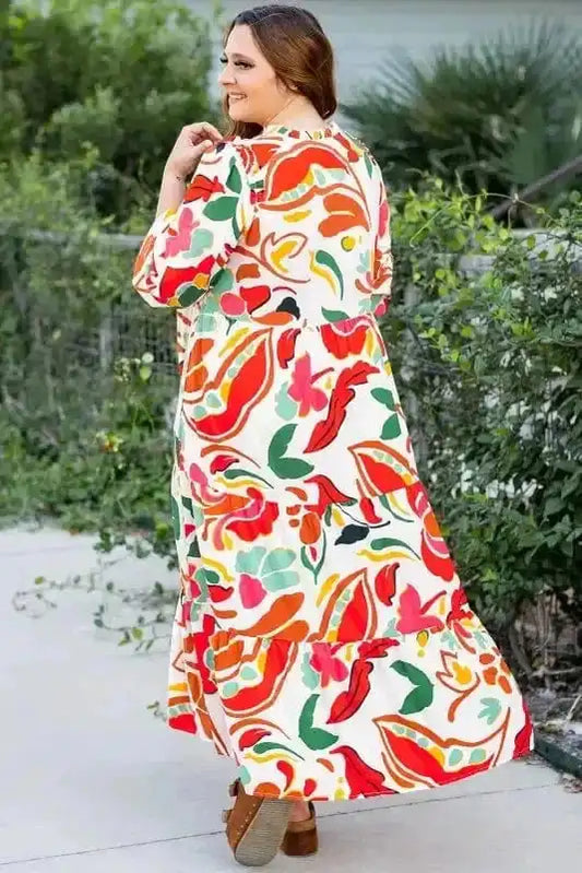 Plus Size Maxi Dresses Orange Floral Plus Size Dress