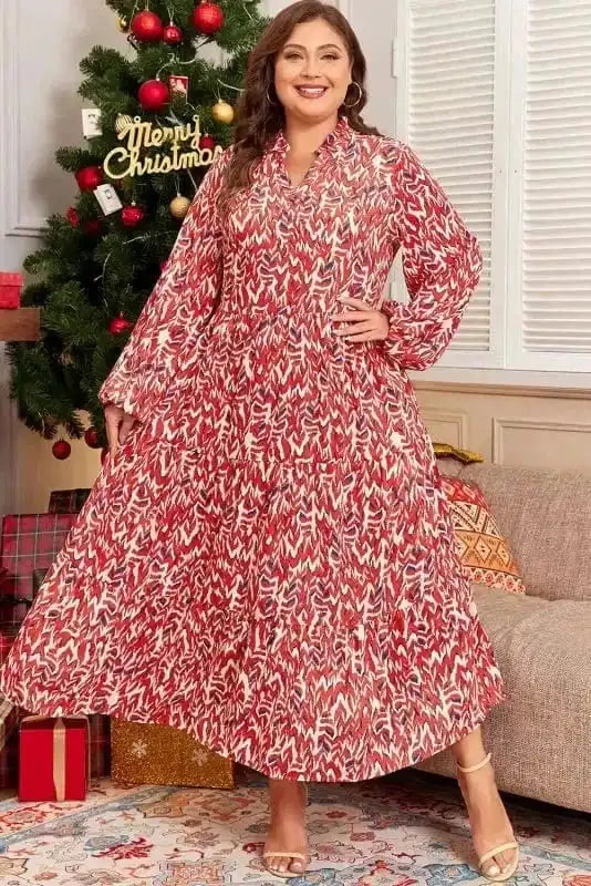 Plus Size Maxi Dresses Red Abstract Beauty Maxi Dress - Plus Size