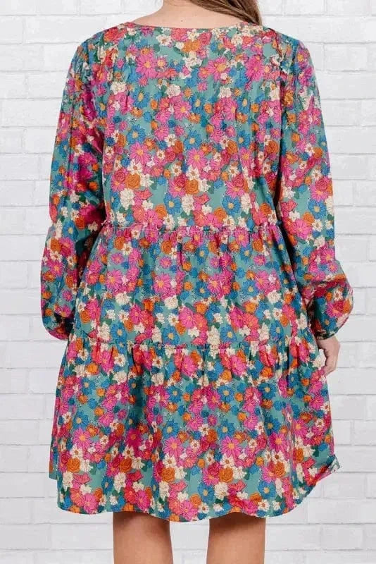 Plus Size Mini Dresses Curvy Floral Charm Mini Dress - Plus Size
