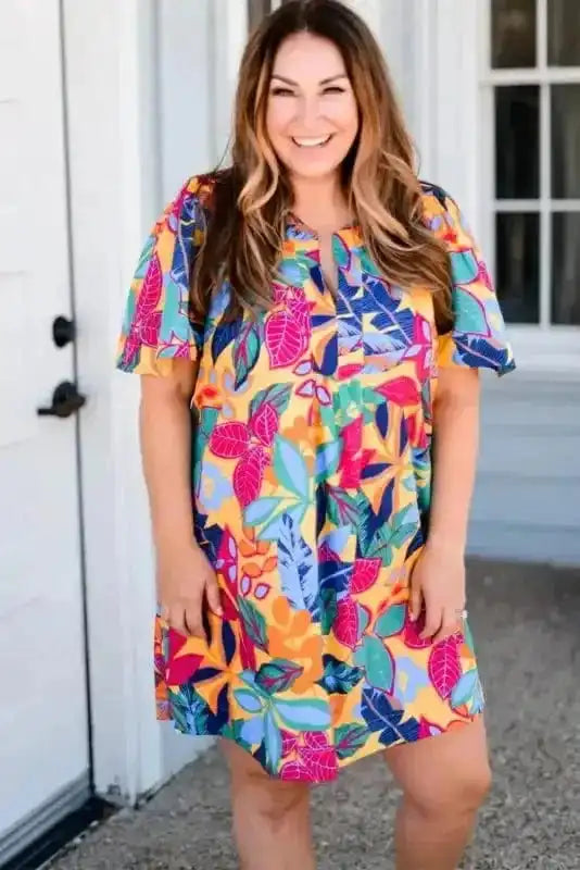 Plus Size Mini Dresses Leafy Luxe Curvy Mini Dress