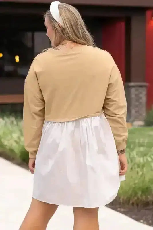 Plus Size Mini Dresses Ruffled Apricot Chic Dress - Plus Size