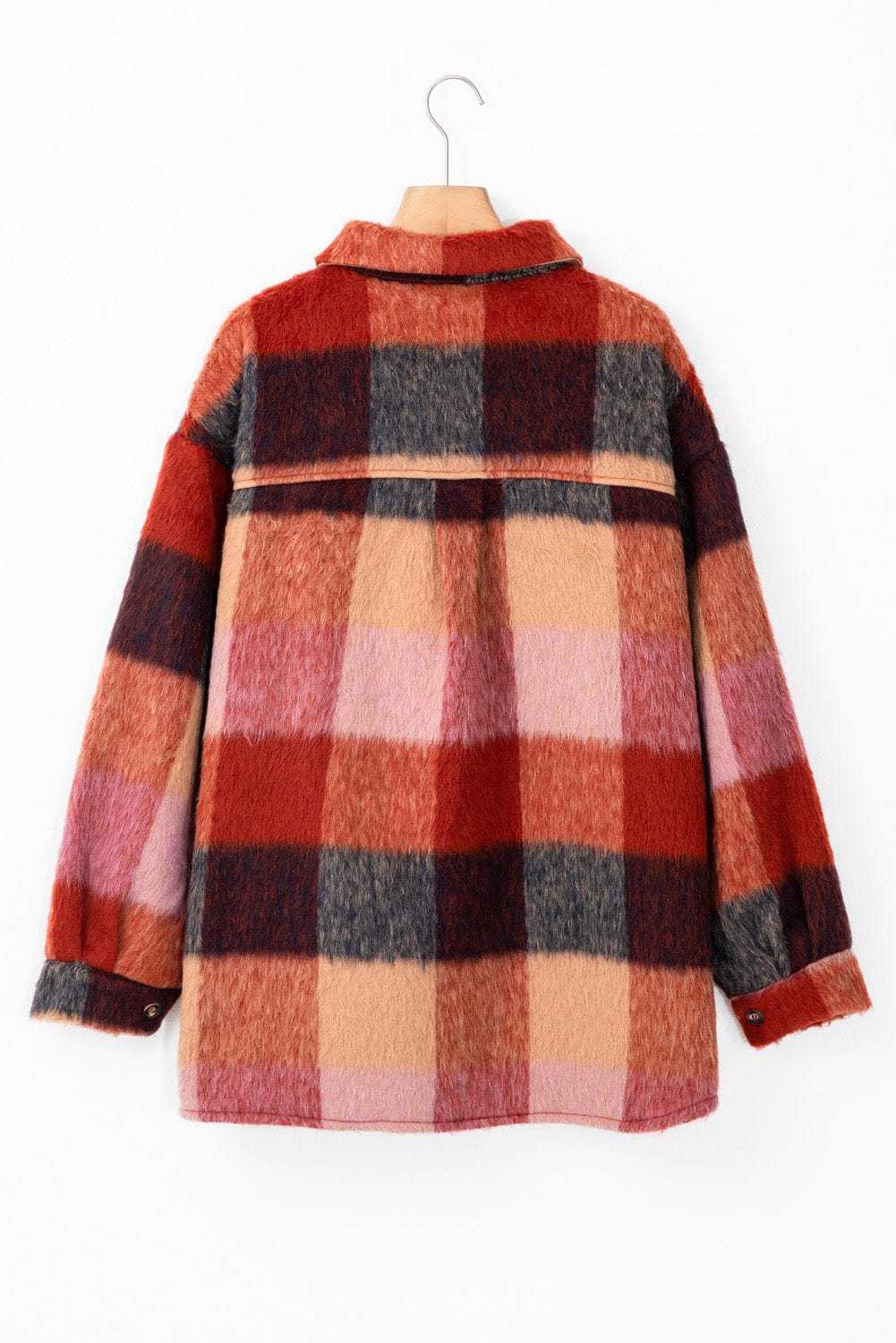 Plus Size Outerwear Rustic Charm Plaid Fleece Jacket