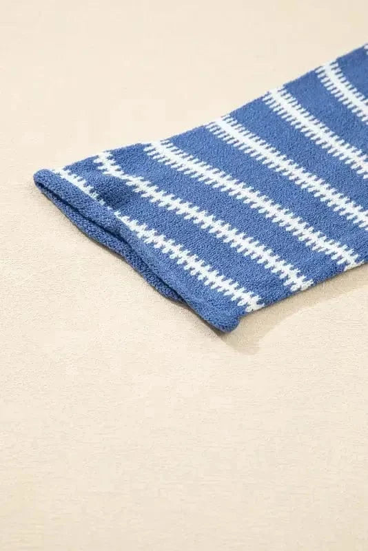 Plus Size Sweaters Cozy Blue Stripe Plus-Size Sweater