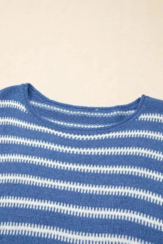 Plus Size Sweaters Cozy Blue Stripe Plus-Size Sweater