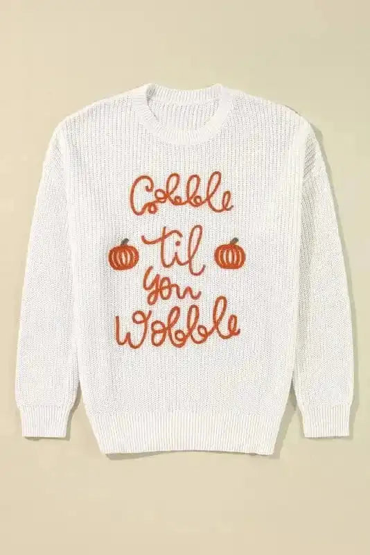Plus Size Sweaters Cozy Crochet Plus Sweater - Gobble 'Til You Wobble Edition