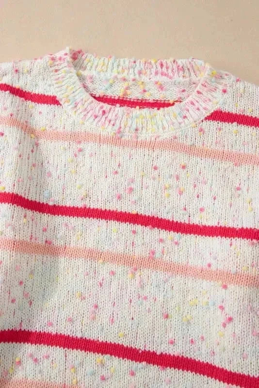 Plus Size Sweaters Cozy Pink Stripe Plus Size Sweater