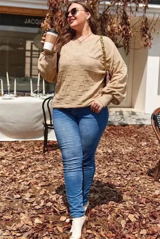 Plus Size Sweaters CozyCheck Plus-Size Sweater – Light French Beige