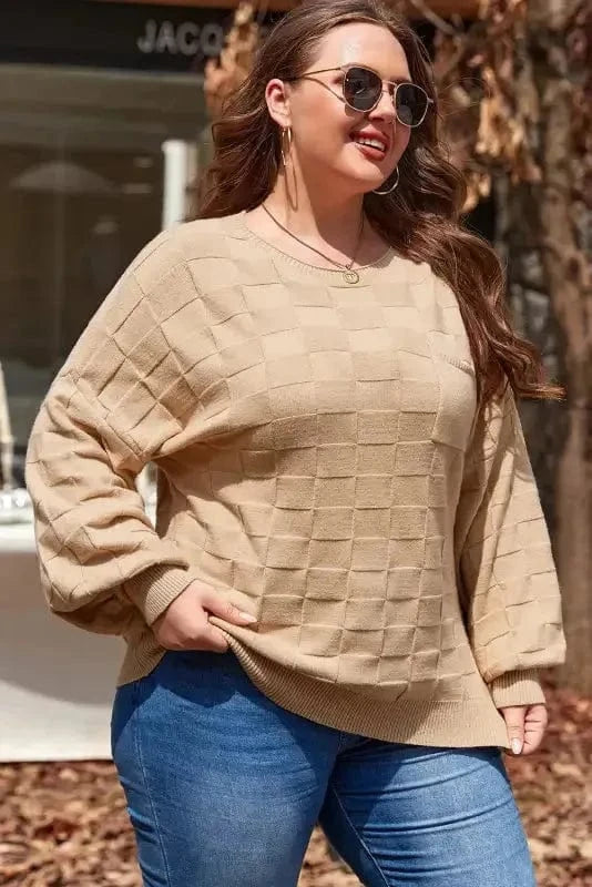 Plus Size Sweaters CozyCheck Plus-Size Sweater – Light French Beige