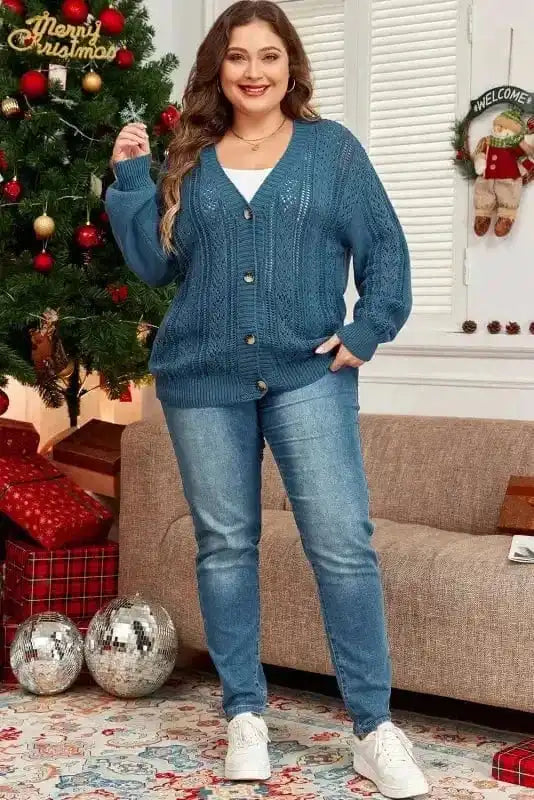 Plus Size Sweaters CozyComfort Plus Size Open Knit Cardigan