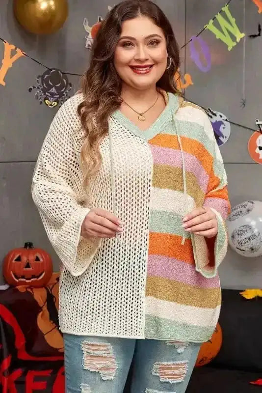 Plus Size Sweaters Hooded Harmony Pointelle Sweater