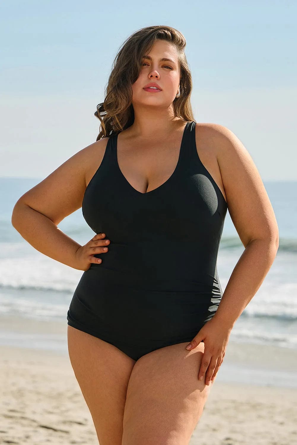 Plus Size Swimwear Elegant Black Swimsuit - Plus Size
