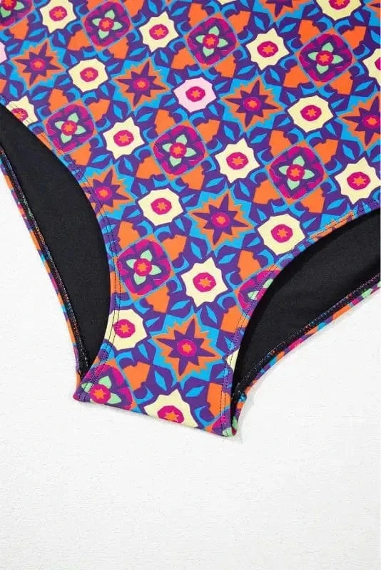 Plus Size Swimwear Geometric Glam Tankini - Plus Size