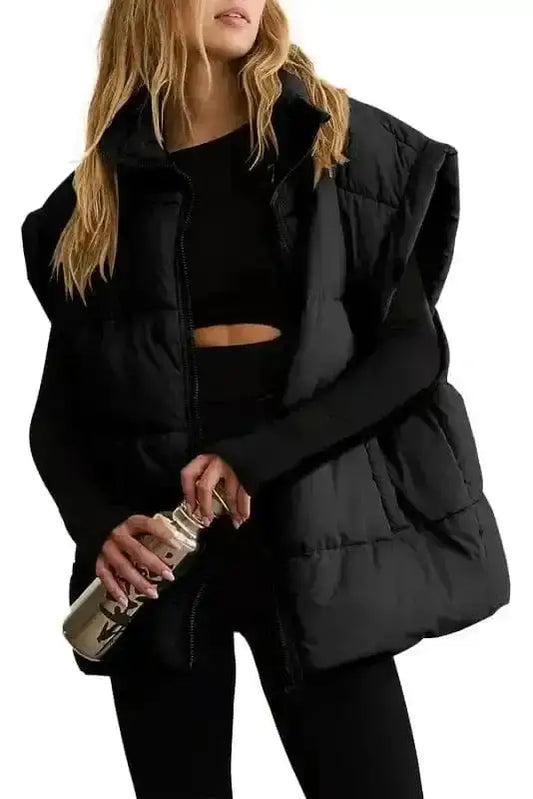 Puffer Vests Oversized Puffer Vest - Zipper