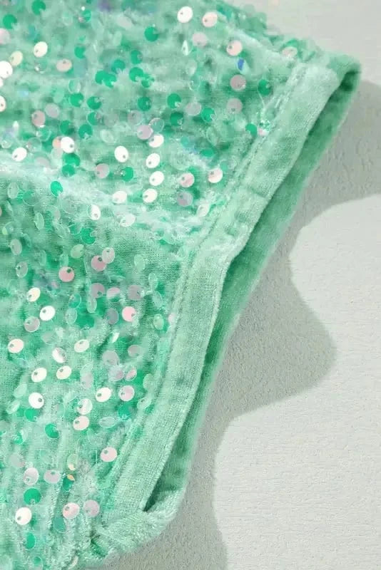 Sequin Blouses Moonlight Jade Sequin Velvet Blouse