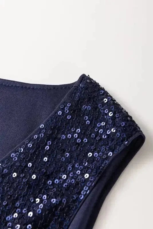 Sequin Tops Glam Sequin V-Neck Tank Top