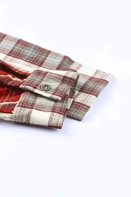 Shackets Plaid Corduroy Patchwork Shacket