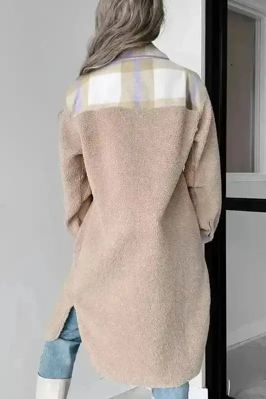 Longline sherpa coat back view — Fashionfitz UK