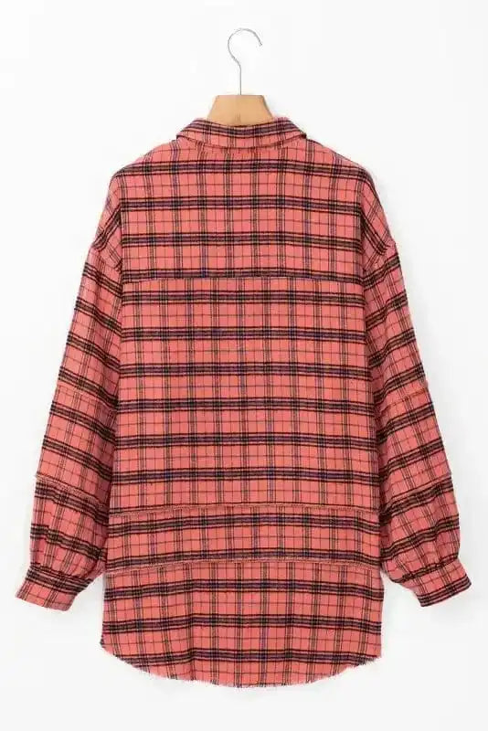 Shirts Boho Plaid Split Tail Shirt