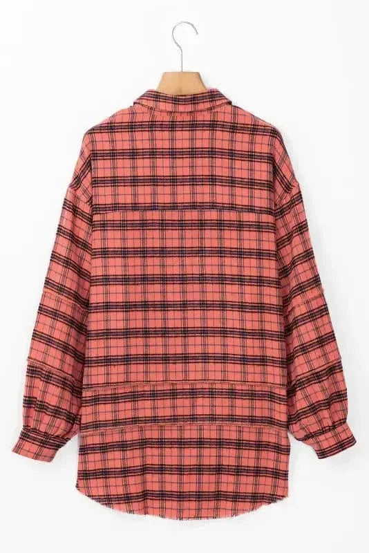 Shirts Boho Plaid Split Tail Shirt