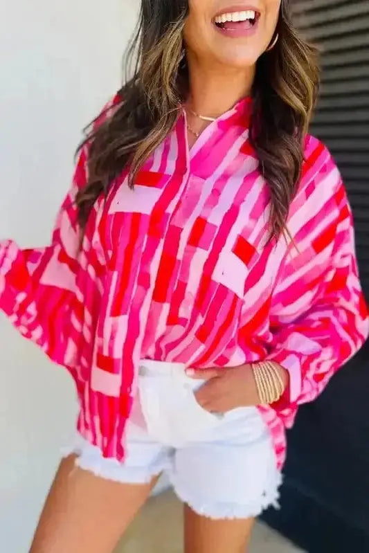 Shirts Pink / S / 100%Polyester Canvas Chic Batwing Shirt