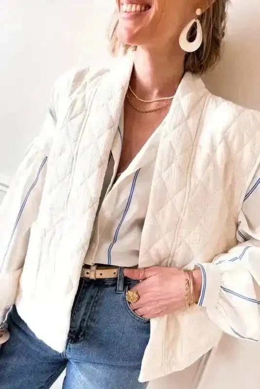 Shirts Striped Puff Sleeve Blouse – Flowy Bubble Shirt for Women