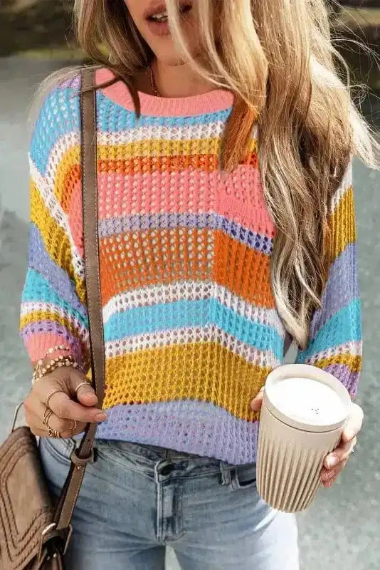 Short Sleeve Sweaters Rosy Ribbons Crochet Sweater