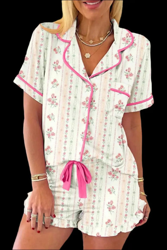 Sleepwear Beige / S / 95%Polyester+5%Elastane Floral Whisper Beige Pajama Set
