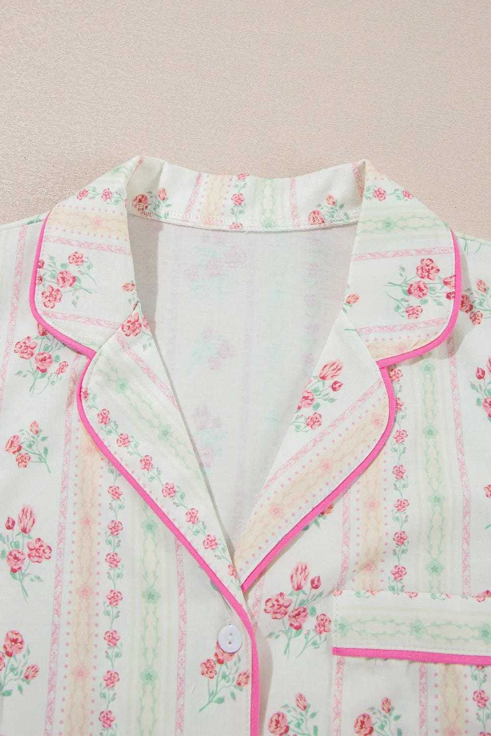 Sleepwear Floral Whisper Beige Pajama Set