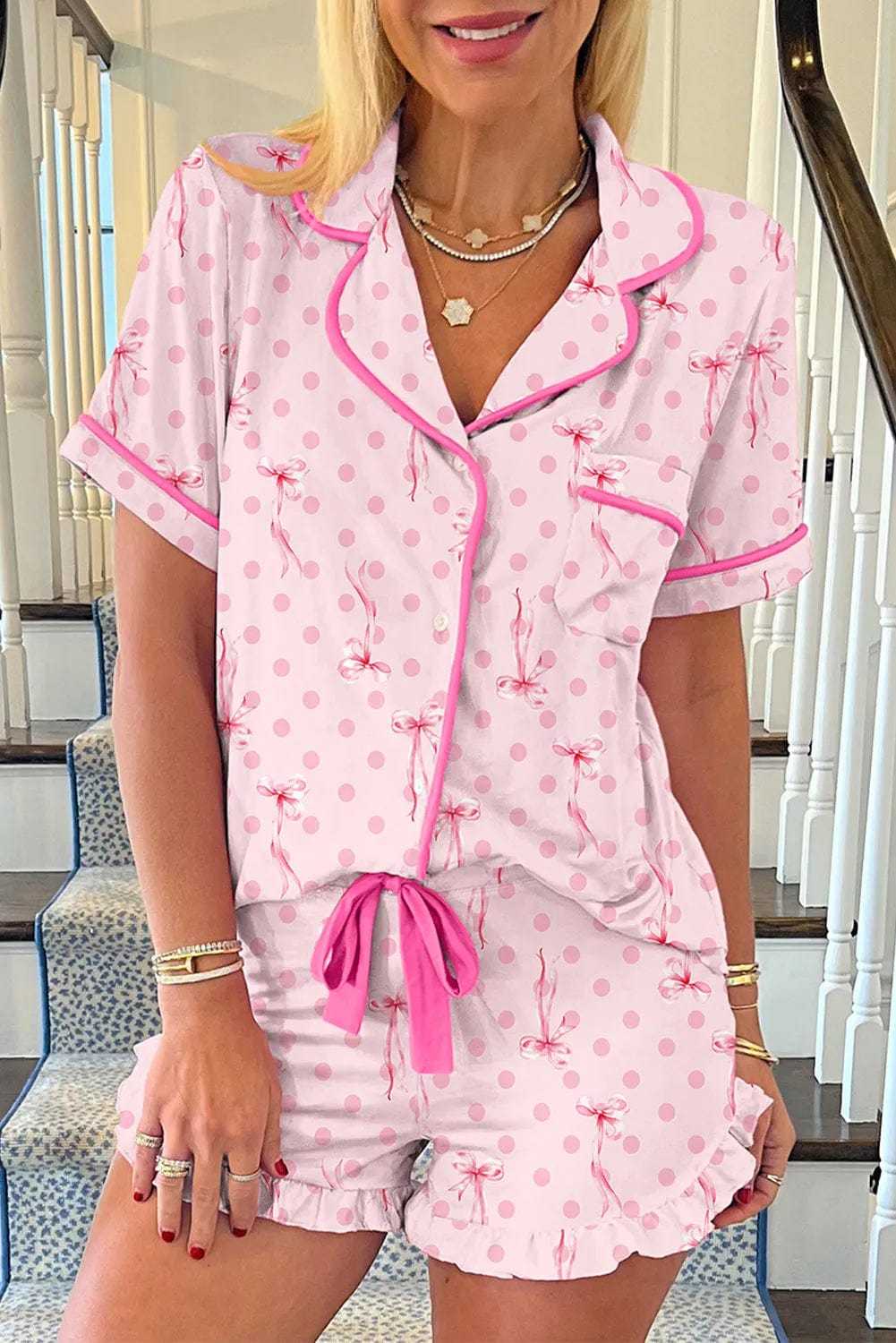Sleepwear Pink / S / 95%Polyester+5%Elastane Floral Whisper Beige Pajama Set