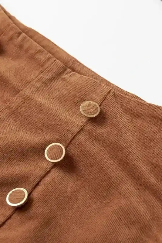 Straight Pants Chestnut Elegance Double-Breasted Pants