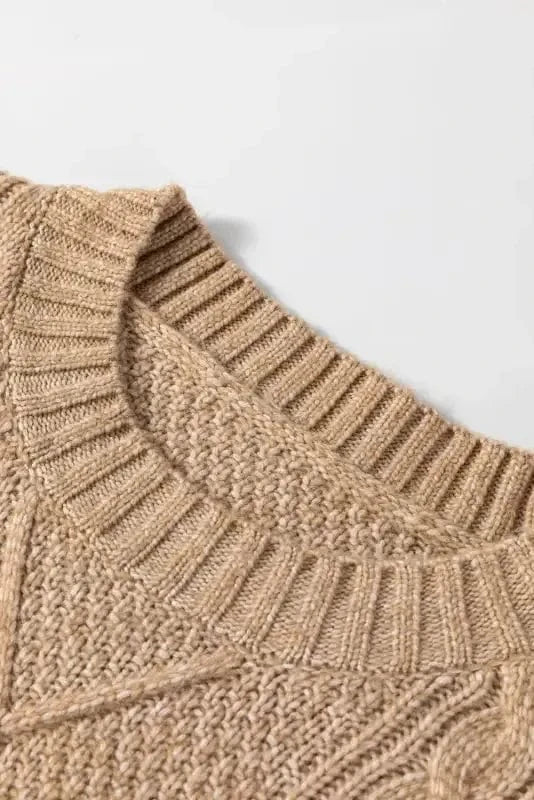 Sweater Dresses Cable Knit Dress - Drop Shoulder Loose Fit