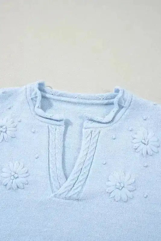 Sweaters Blossom Stitched Cozy Neck Sweater
