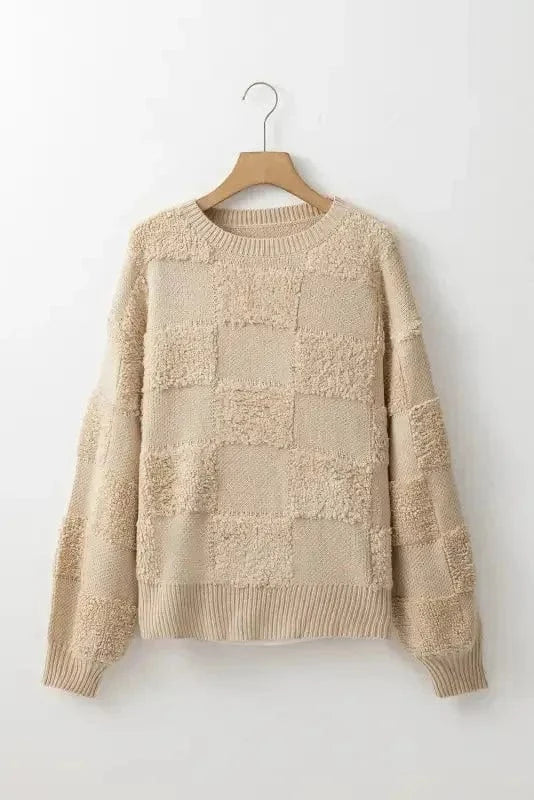 Sweaters Checkered Sherpa Loose Sweater