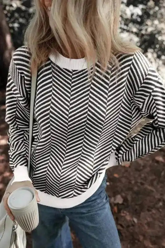 Sweaters Chevron Crew Contrast Sweater