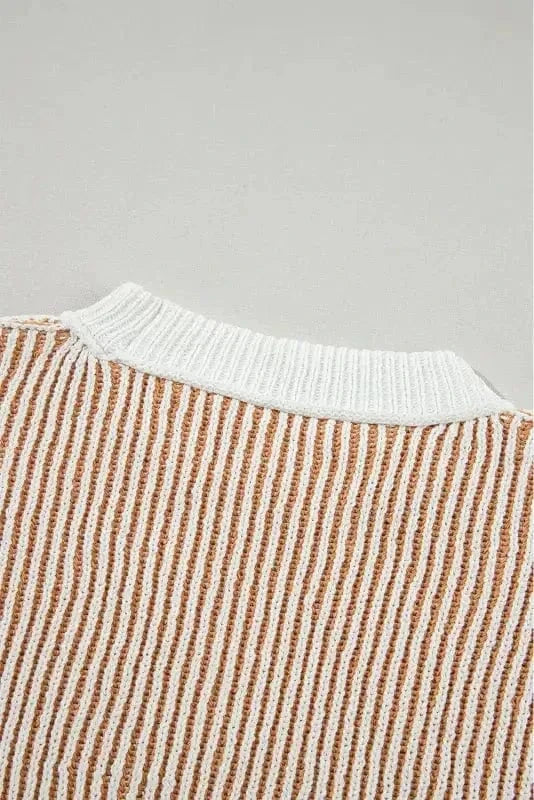 Sweaters Cozy Contrast Stripe Knit Sweater