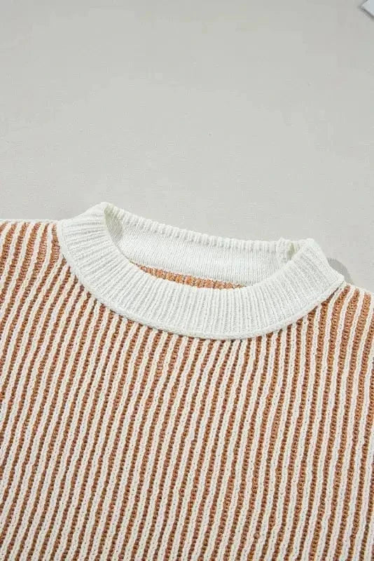 Sweaters Cozy Contrast Stripe Knit Sweater