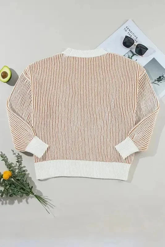 Sweaters Cozy Contrast Stripe Knit Sweater