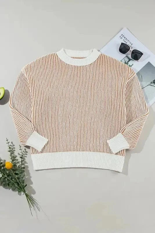 Sweaters Cozy Contrast Stripe Knit Sweater