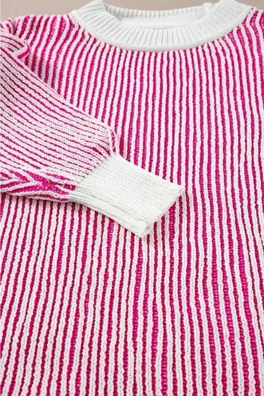 Sweaters Cozy Contrast Stripe Knit Sweater