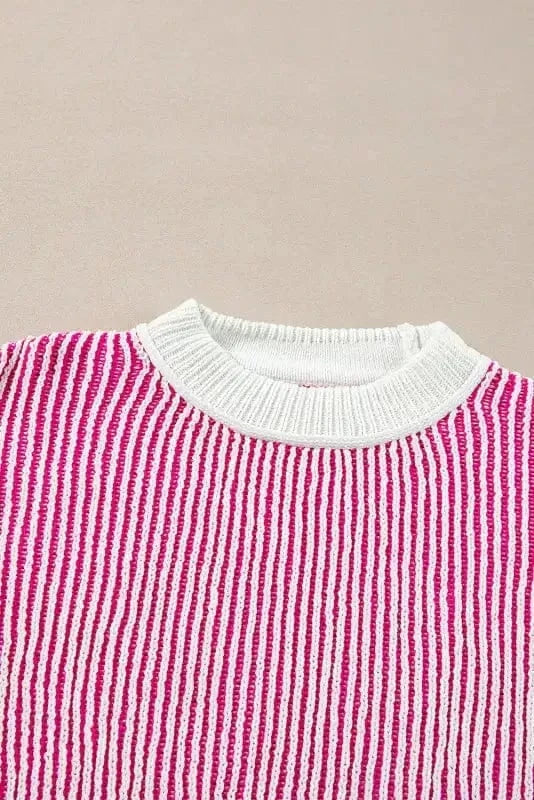 Sweaters Cozy Contrast Stripe Knit Sweater