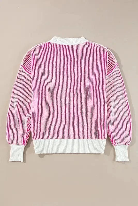 Sweaters Cozy Contrast Stripe Knit Sweater