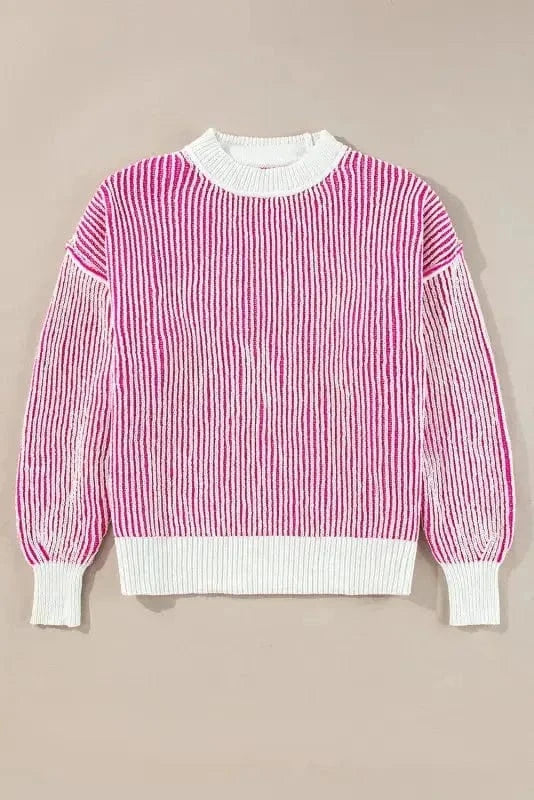 Sweaters Cozy Contrast Stripe Knit Sweater