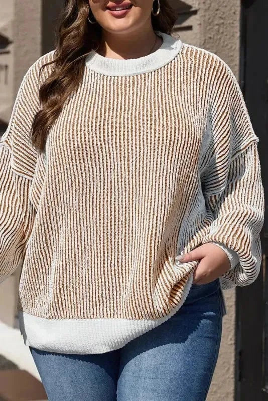 Sweaters Cozy Contrast Stripe Knit Sweater