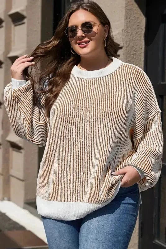 Sweaters Cozy Contrast Stripe Knit Sweater