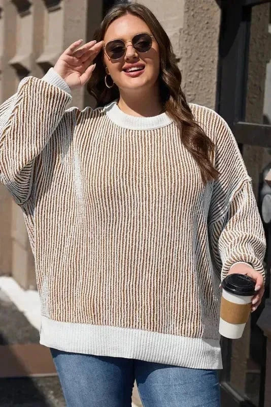 Sweaters Cozy Contrast Stripe Knit Sweater