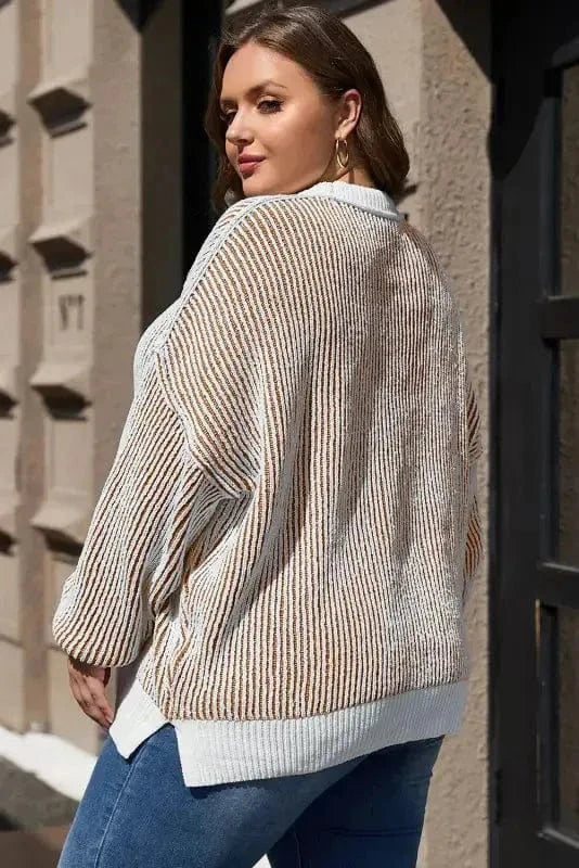 Sweaters Cozy Contrast Stripe Knit Sweater