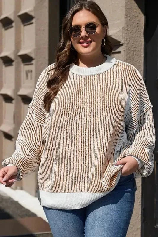 Sweaters Cozy Contrast Stripe Knit Sweater