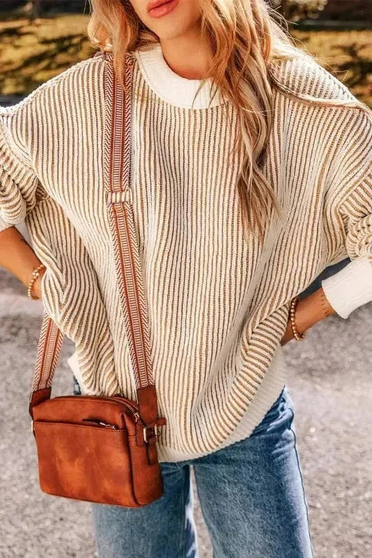Sweaters Cozy Contrast Stripe Knit Sweater